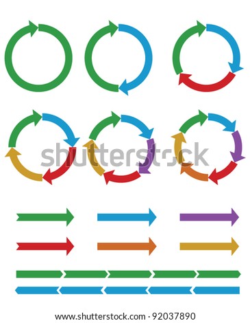 Set of Business process diagrams, circles and arrows