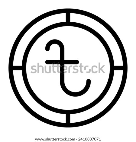 Taka coin icon. Outline Taka coin vector icon for web design isolated on white background