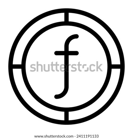 netherlands antilles florin Coin icon. Outline florin icon for web design isolated on white background