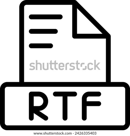 RTF File Icon. Outline file extension. icons file format symbols. Vector illustration. can be used for website interfaces, mobile applications and software