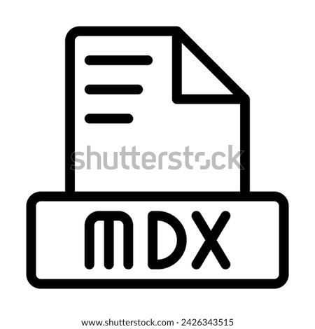 Mdx file icon outline style design. Document text file symbol, vector illustration.