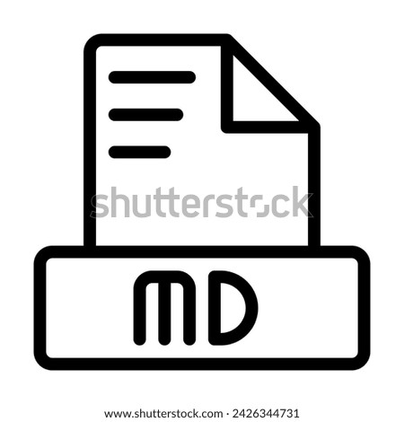 MD File Icon. Outline file extension. icons file format symbols. Vector illustration. can be used for website interfaces, mobile applications and software