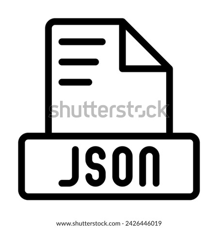 Json file icon outline style design. Document text file symbol, vector illustration.