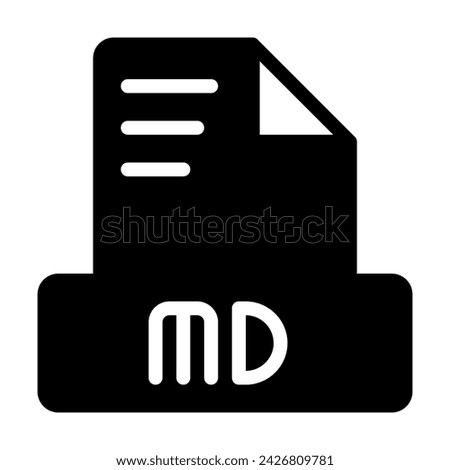 Md file icon simple design solid style. document text file icon, vector illustration.