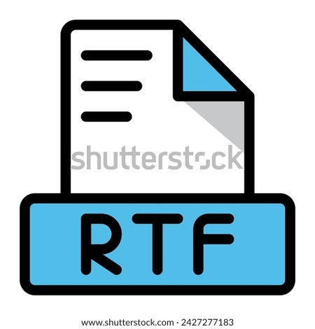 Rtf file icon colorful style design. document format text file icons, Extension, type data, vector illustration.