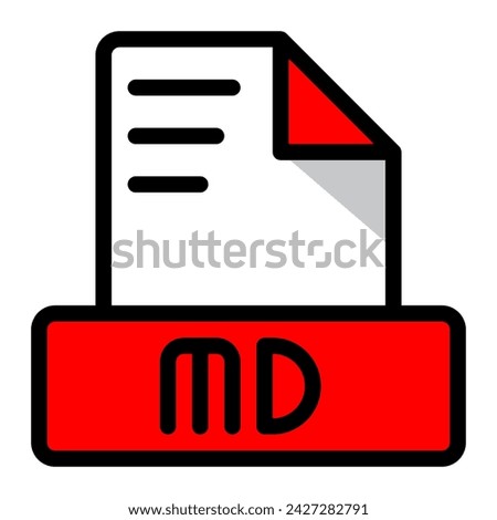 MD file icon colorful style design. document format text file icons, Extension, type data, vector illustration.