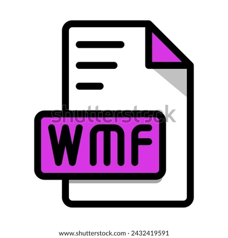 Wmf File Format Icon. type file Editable Bold Outline With Color Fill Design icon. Vector Illustration.