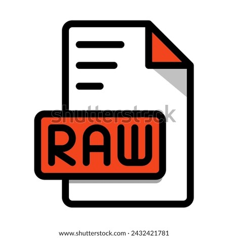 Raw File Format Icon. type file Editable Bold Outline With Color Fill Design icon. Vector Illustration.