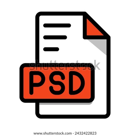 Psd File Format Icon. type file Editable Bold Outline With Color Fill Design icons. Vector Illustration.