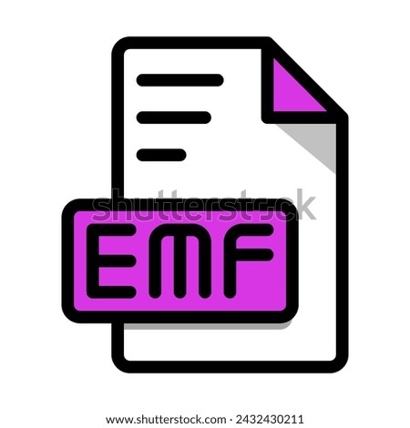 EMF File Format Icon. type file Editable Bold Outline With Color Fill Design icons. Vector illustration.