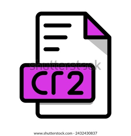 cr2 File Format Icon. type file Editable Bold Outline With Color Fill Design icons. Vector Illustration.