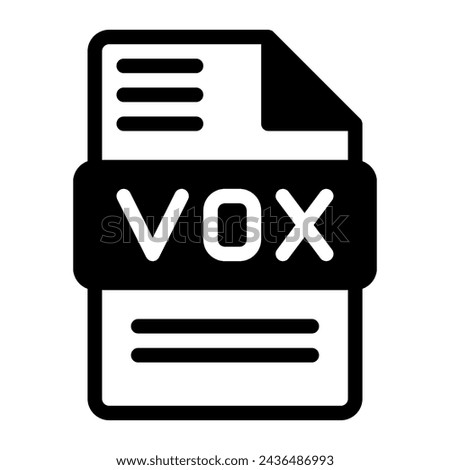Vox file icon. Audio format symbol Solid icons, Vector illustration. can be used for website interfaces, mobile applications and software