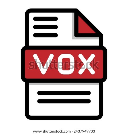 Vox file icon. flat audio file, icons format symbols. Vector illustration. can be used for website interfaces, mobile applications and software