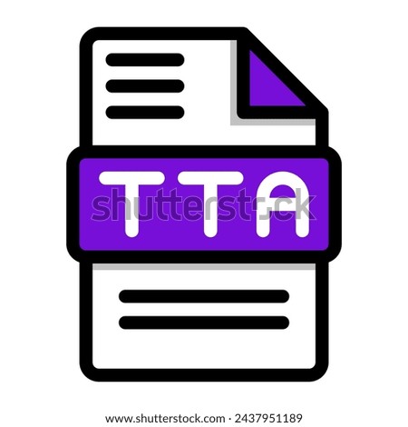 Tta file icon. flat audio file, icons format symbols. Vector illustration. can be used for website interfaces, mobile applications and software