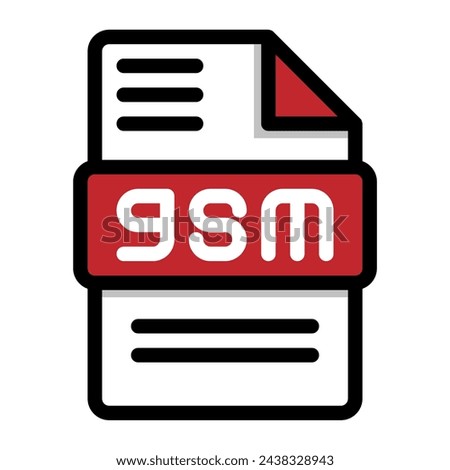 Gsm file icon. flat audio file, icons format symbols. Vector illustration. can be used for website interfaces, mobile applications and software