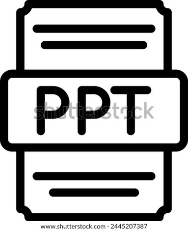 Ppt icons file type. spreadsheet files document icon with outline design. vector illustration