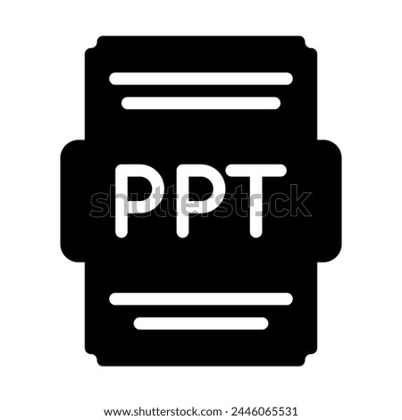 Ppt file icon solid style. Spreadsheet file type, extension, format icons. Vector Illustration