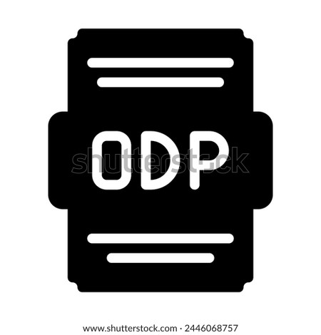 Odp file icon solid style. Spreadsheet file type, extension, format icons. Vector Illustration