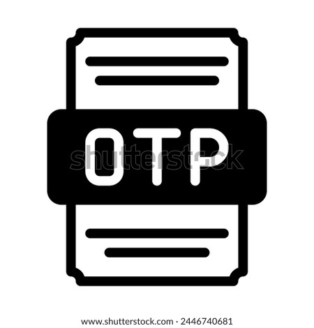Otp spreadsheet file icon with black fill design. vector illustration.
