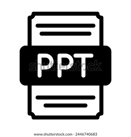 Ppt spreadsheet file icon with black fill design. vector illustration.