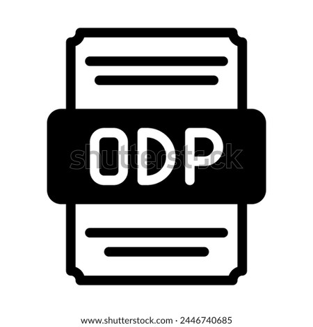Odp spreadsheet file icon with black fill design. vector illustration.