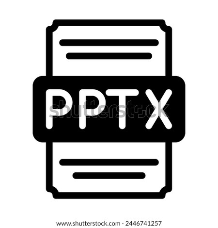 Pptx spreadsheet file icon with black fill design. vector illustration.