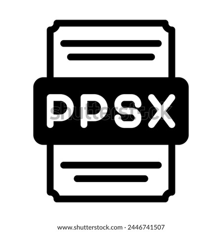 ppsx spreadsheet file icon with black fill design. vector illustration.