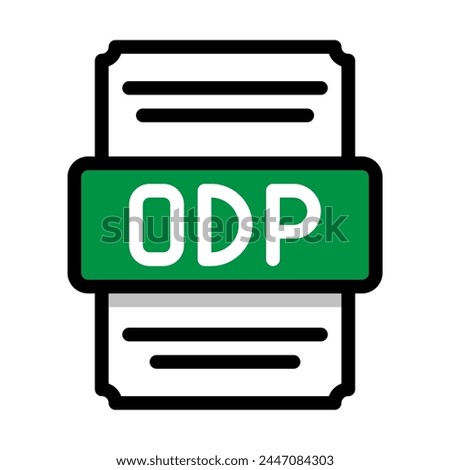 Document file format ODP spreadsheet icon. with outline and color in the middle. Vector illustration