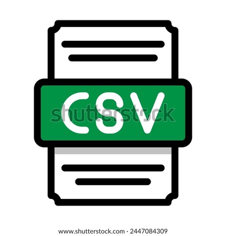 Document file format csv spreadsheet icon. with outline and color in the middle. Vector illustration