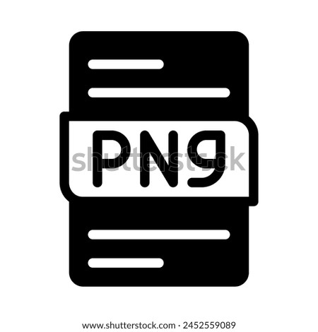 Png format file type icons. document extension symbol icon. with a black fill outline design