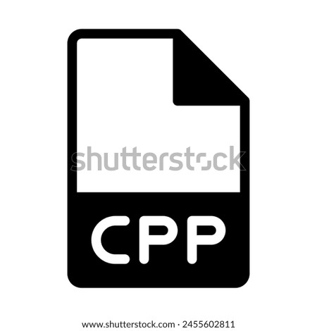 Cpp file type icon. document files and folder format symbol icons, in solid style.
