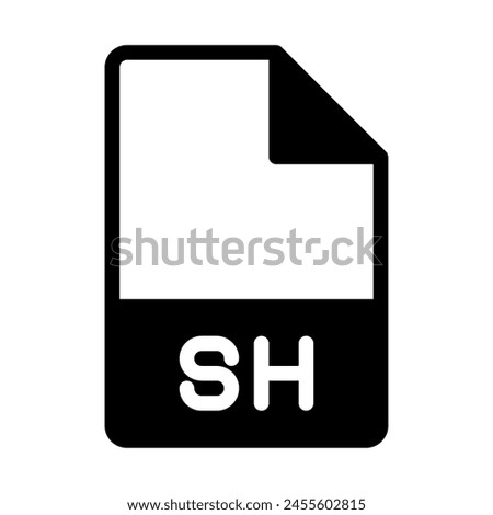 Sh file type icon. document files and folder format symbol icons, in solid style.