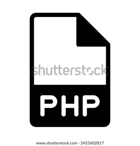 Php file type icon. document files and folder format symbol icons, in solid style.