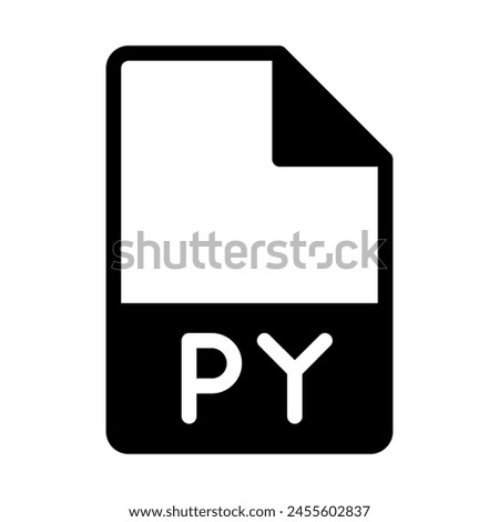 Py file type icon. document files and folder format symbol icons, in solid style.