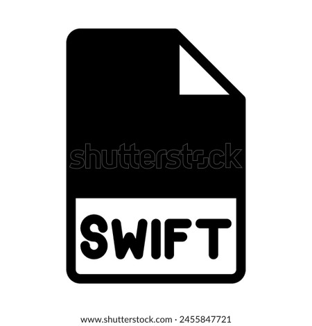 Swift file format icons. Files type symbol document icon. With a black fill design style