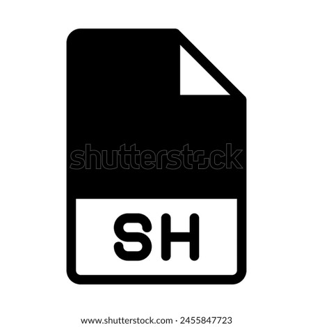 Sh file format icons. Files type symbol document icon. With a black fill design style