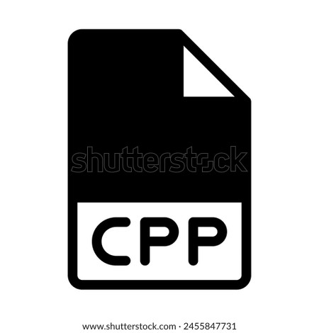 Cpp file format icons. Files type symbol document icon. With a black fill design style