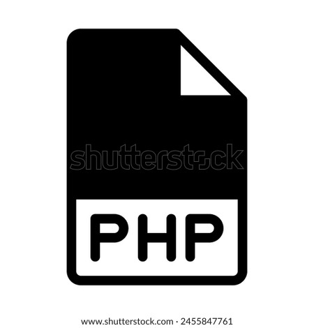 Php file format icons. Files type symbol document icon. With a black fill design style