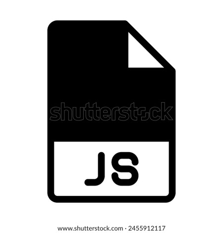 Js file format icons. Files type symbol document icon. With a black fill design style