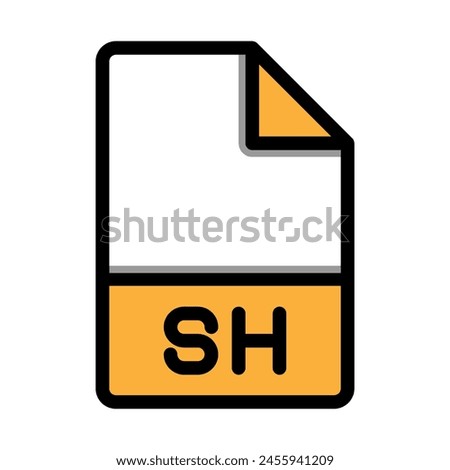 Sh file type format icon. extension document files icons symbol. with flat and outline style