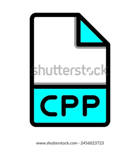 Cpp file type format icon. extension document files icons symbol. with flat and outline style