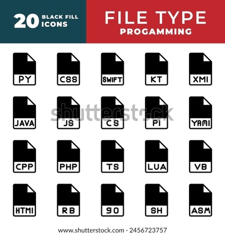 File type icon set. document files extension icons symbol. with a solid design. Vector Illustrations.