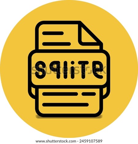 Sqlite file type icon. files and document format extension. with an outline style design and a turquoise yellow background