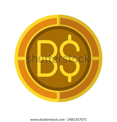 Dollar coin icon. Currency flat icons in golden color, symbol of Brunei money. Vector Illustrations.