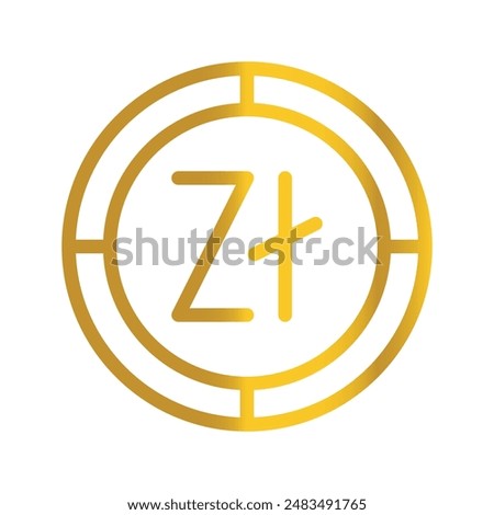 Polish currency zloty golden coin, can be used as a symbol design for Money, Finance and business. with a gradient fill design.