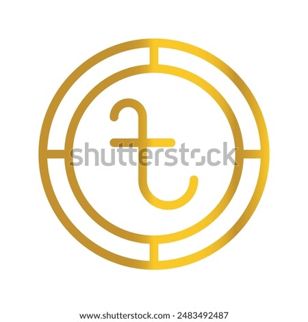 Bangladeshi currency taka golden coin, can be used as a symbol design for Money, Finance and business. with a gradient fill design.