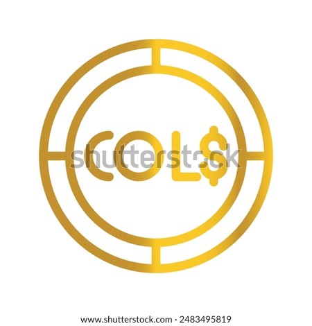 Colombian currency peso golden coin, can be used as a design symbol for money, finance and business. with a gradient fill design.