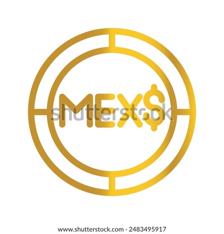 Mexican currency peso golden coin, can be used as a design symbol for money, finance and business. with a gradient fill design.