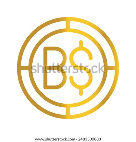 Currency Brunei Dollar golden coin, can be used as a design symbol for Money, Finance and business. with a gradient fill design.