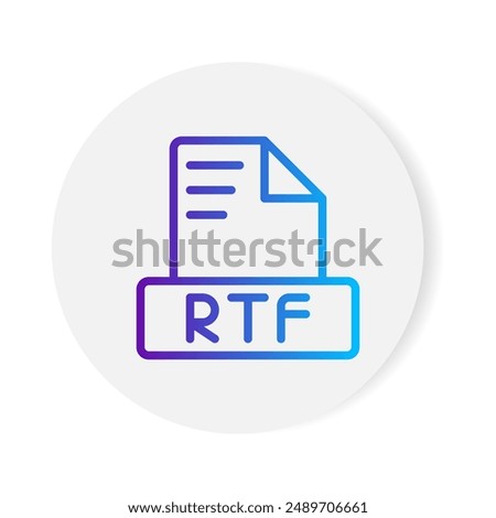 Rtf document format file icon. with gradient outlines. vector illustration.